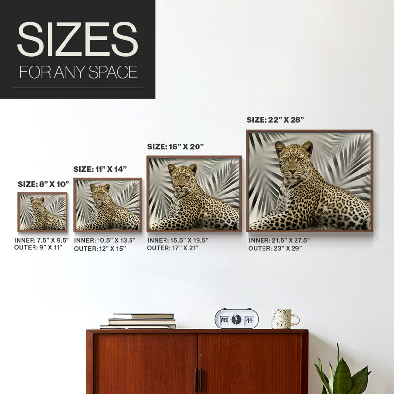 Boho Cheetah -Framed Print - Restickable, 8" H x 10" W, Walnut