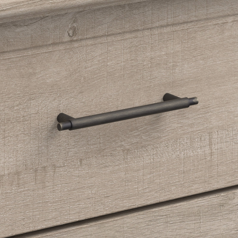 Commode 4 tiroirs, style campagnard, grande armoire de rangement, gris délavé, Grey