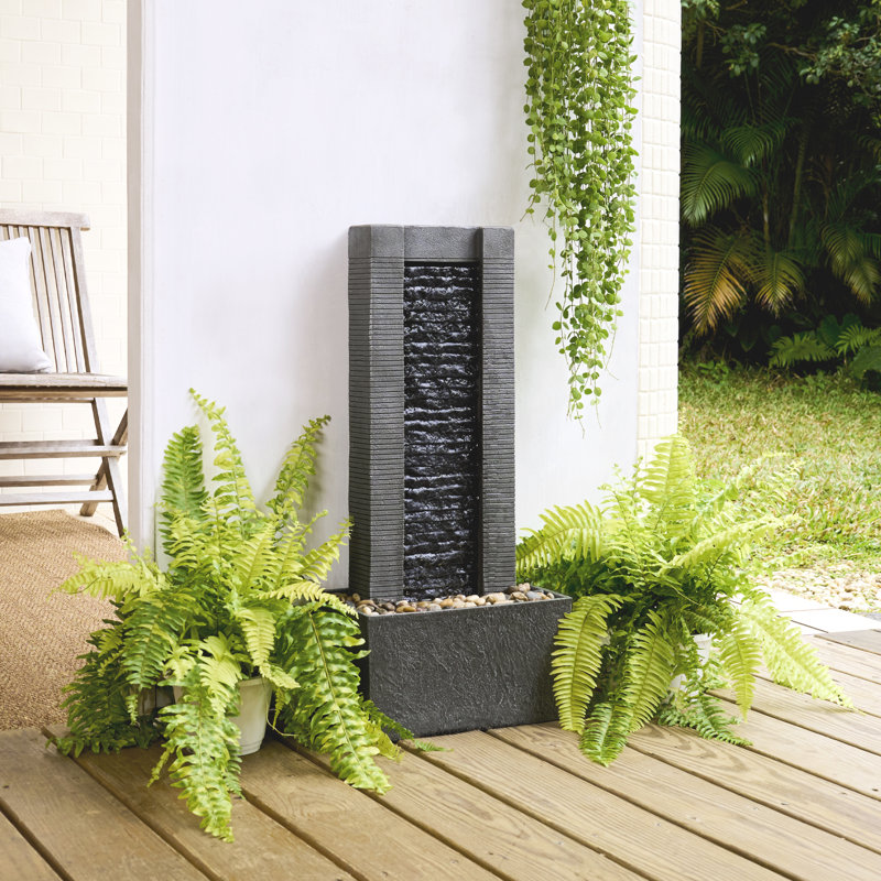 Demeter Gray Slate 27.5" Outdoor Water Fountain with LED Lights