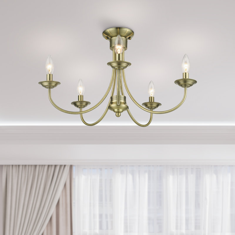 Easton Semi Flush Mount, Antique Brass