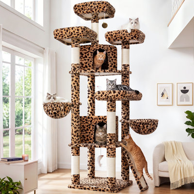 Tour pour chat à plusieurs niveaux CT81F pour chats d'intérieur, arbre à chat XXL avec poteau à griffer, hamac, perchoirs, condos et paniers suspendus pour plusieurs chats adultes