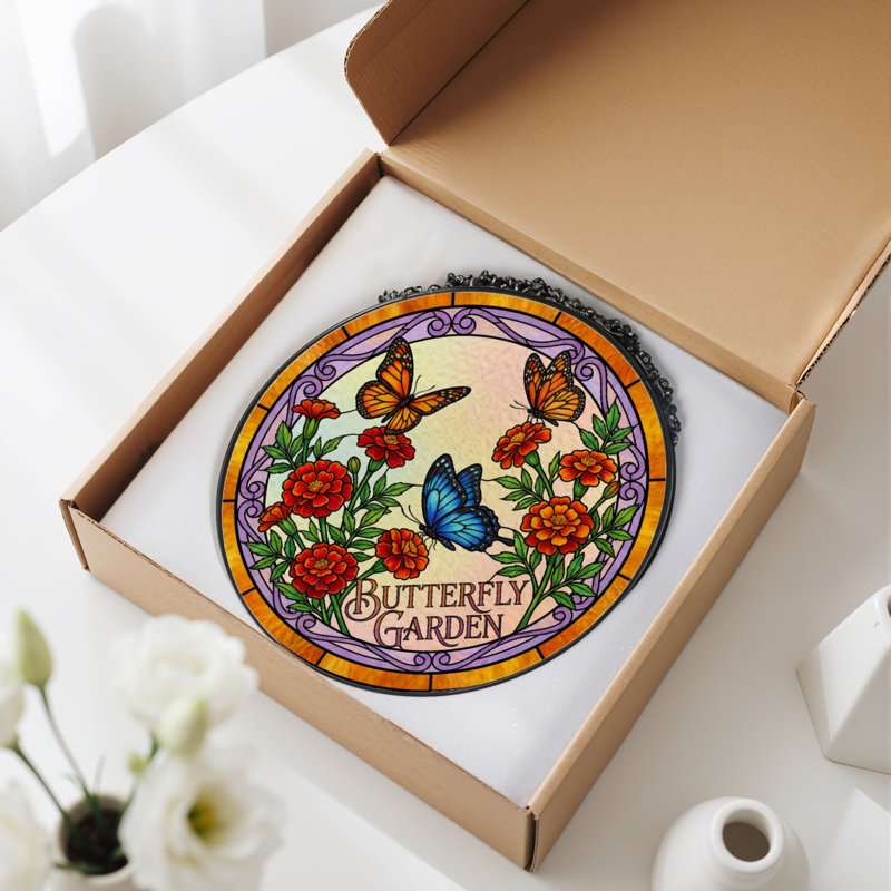 Vitrail de jardin en verre coloré 12 "H, H 12 po x l 12 po