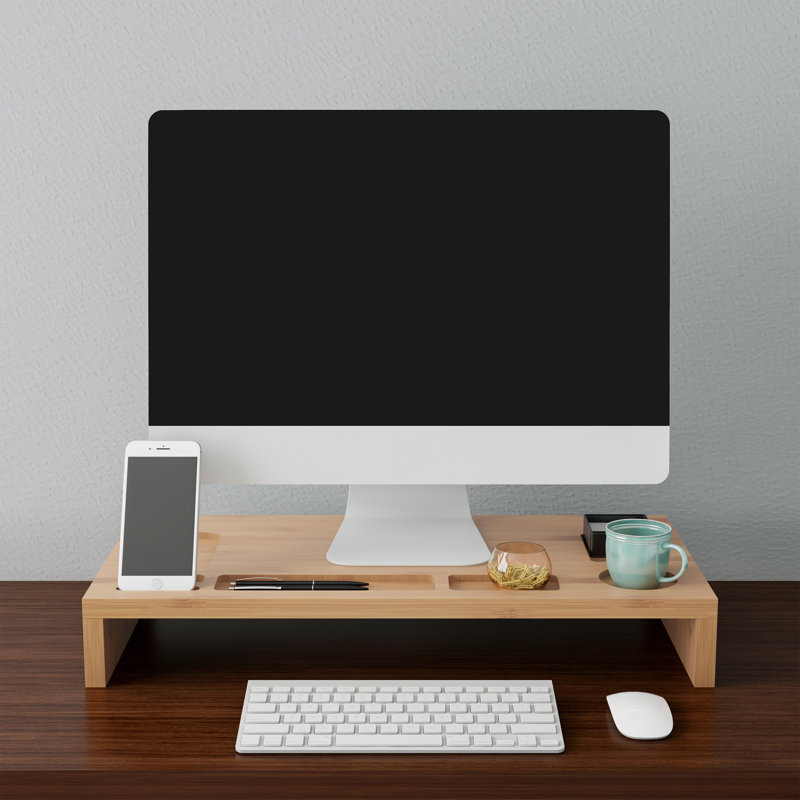 Ryan 7-Compartment Monitor Stand - Eco-Friendly PC Shelf and Laptop Riser for Desk