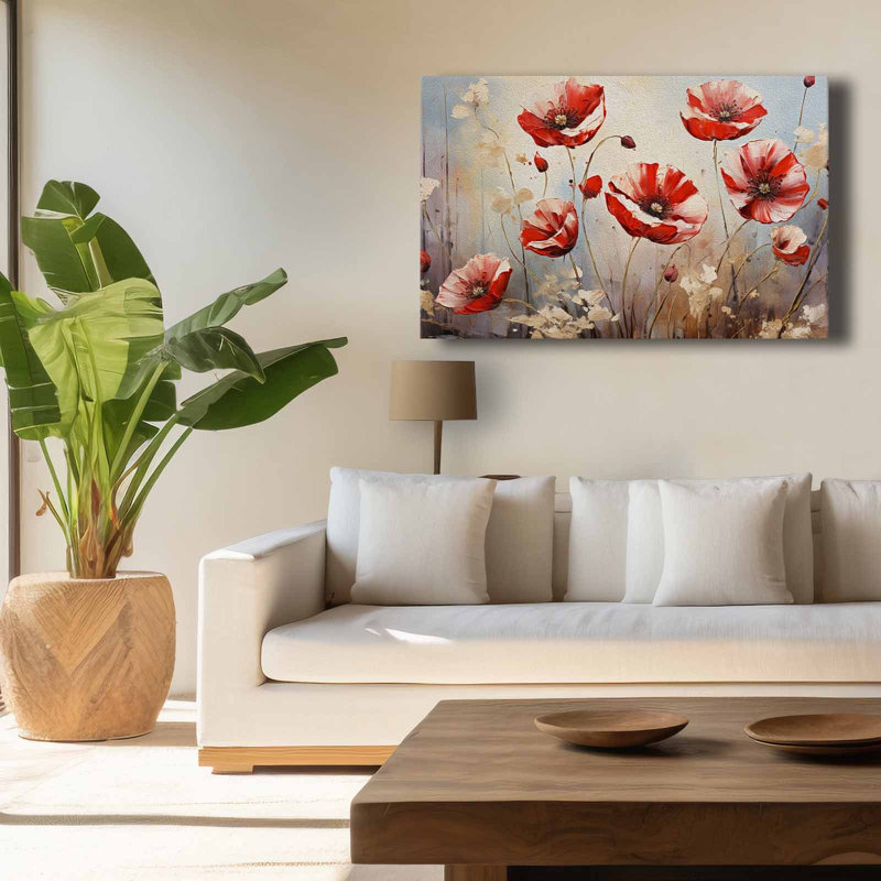 Red Poppy Meadow Canvas Wall Art