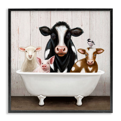 " Country Animals Farmhouse Claw Bathtub " by Elizabeth Tyndall