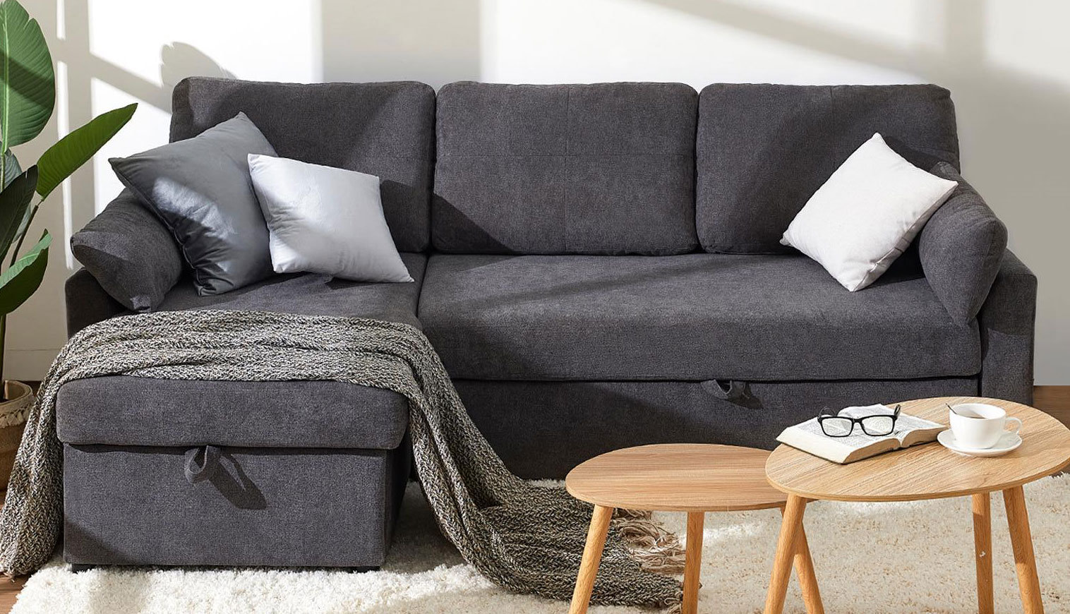 Wade Logan® Baerl 84" Sofa Bed Pull Out Bed with Storage Chaise & Reviews | Wayfair