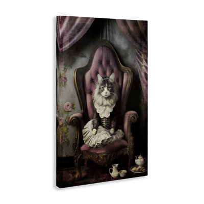 Art mural sur toile, "Royal Cat & Tea" par Sasha