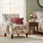 Vintage Floral Upholstered Armchair With Rolled Arms And Wooden Legs-784438688
