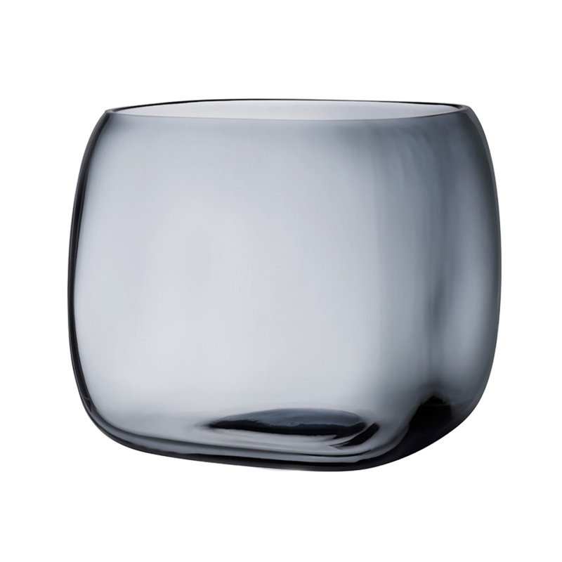 Vase en cristal Mono Box, Bleu acier, H 8,97 po x l 9,84 po x P 9,84 po