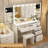 Greyden Makeup Vanity with Hidden Sliding Storage Shelves and Outlets-1540252379