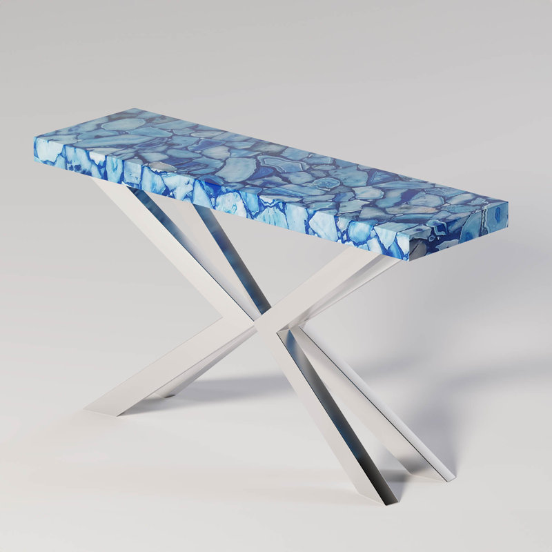 Encroisé Console Table, Glacier Blue Agate