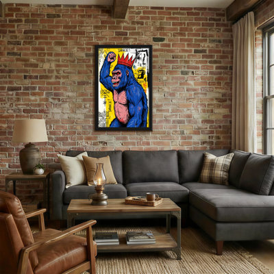 Animals Blue Gorilla With Crown Dancing Pattern