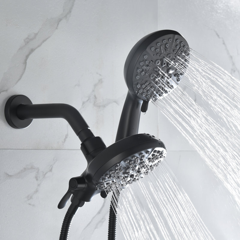 Pomme de douche à 7 voies haute pression, douche à main et douche à effet de pluie séparément ou ensemble avec soupape brute