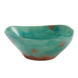 Patina Turquoise Ceramic Rustic Southwestern Serving Bowl