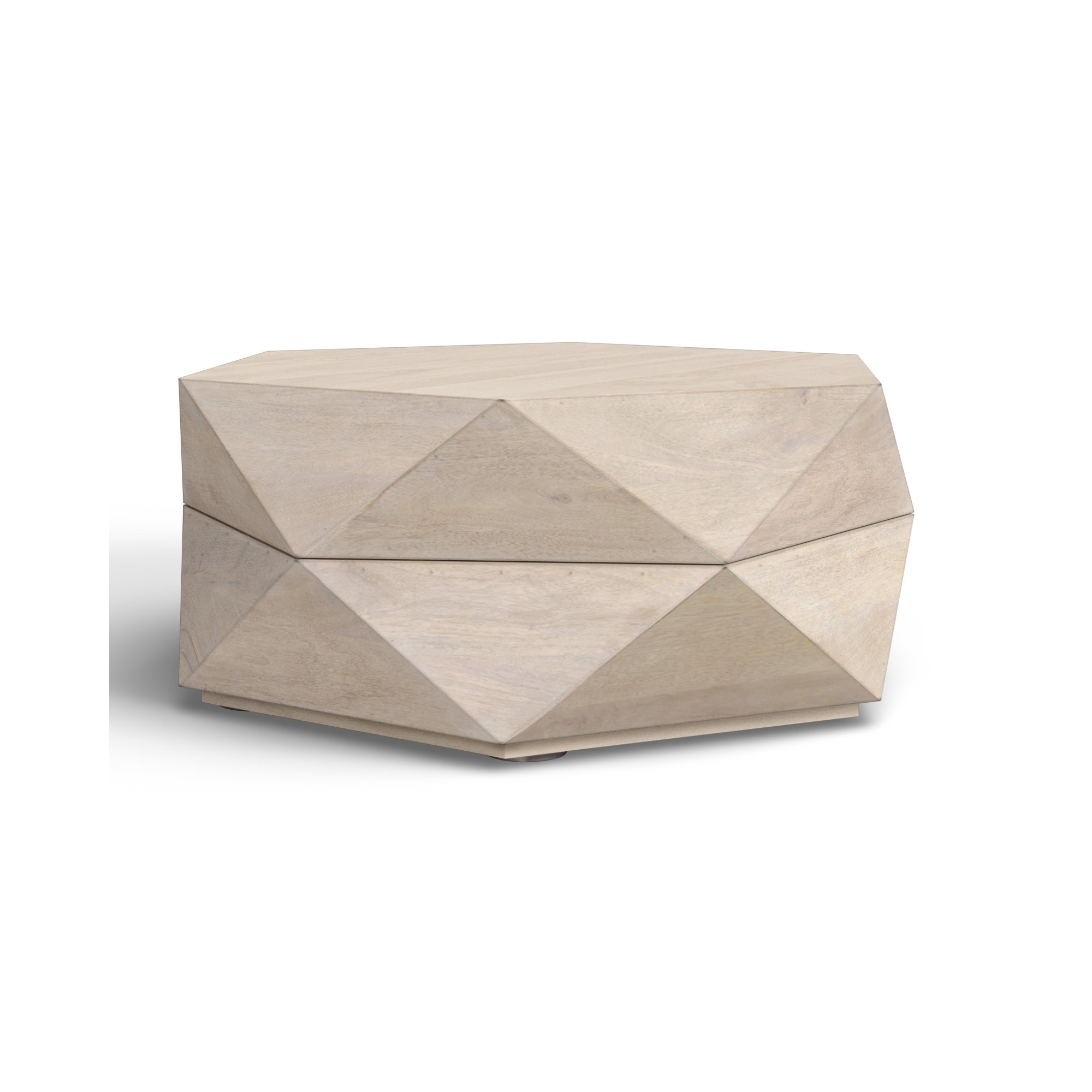 Malonne Solid Wood Single Coffee Table with Storage, 15" H x 36" W x 36" L, Natural Brown