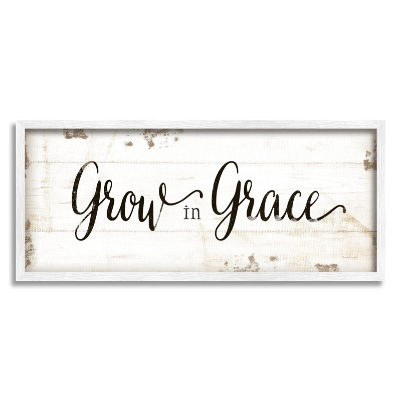 «Grow In Grace Cursive Typographie», reproduction d'art textuel, Giclée encadrée blanc bord de mer
