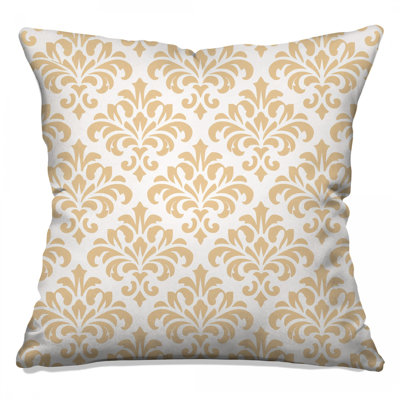 Beige Damask Pattern Double Sided Throw Pillows