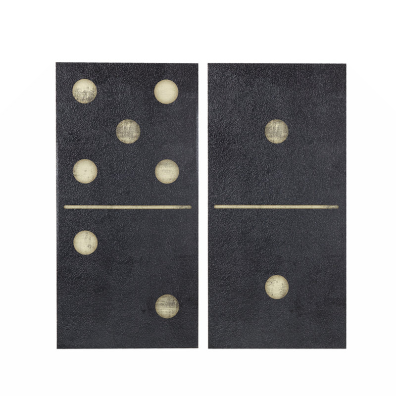 Deux dominos noirs sur coton, art mural 2 pièces