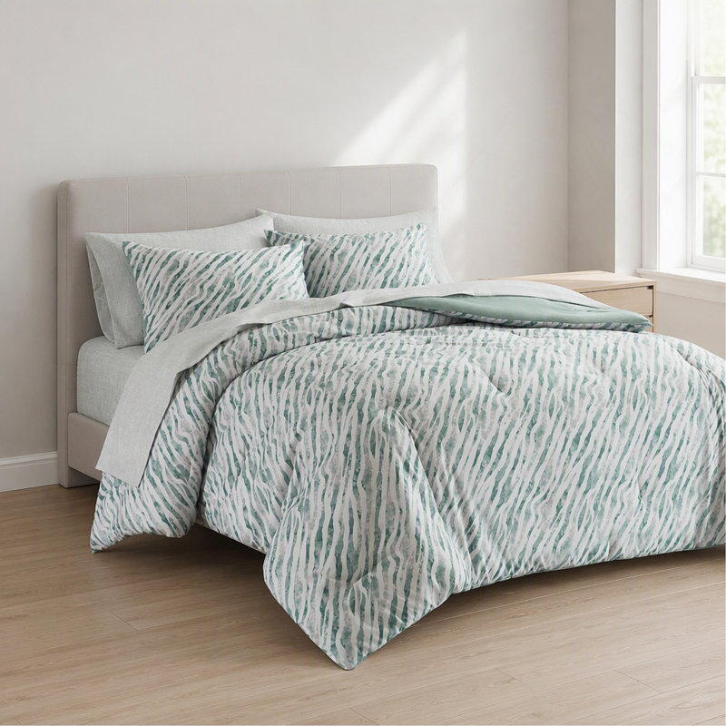 Ensemble d'édredon 5 pièces pour lit simple TG avec draps, vert