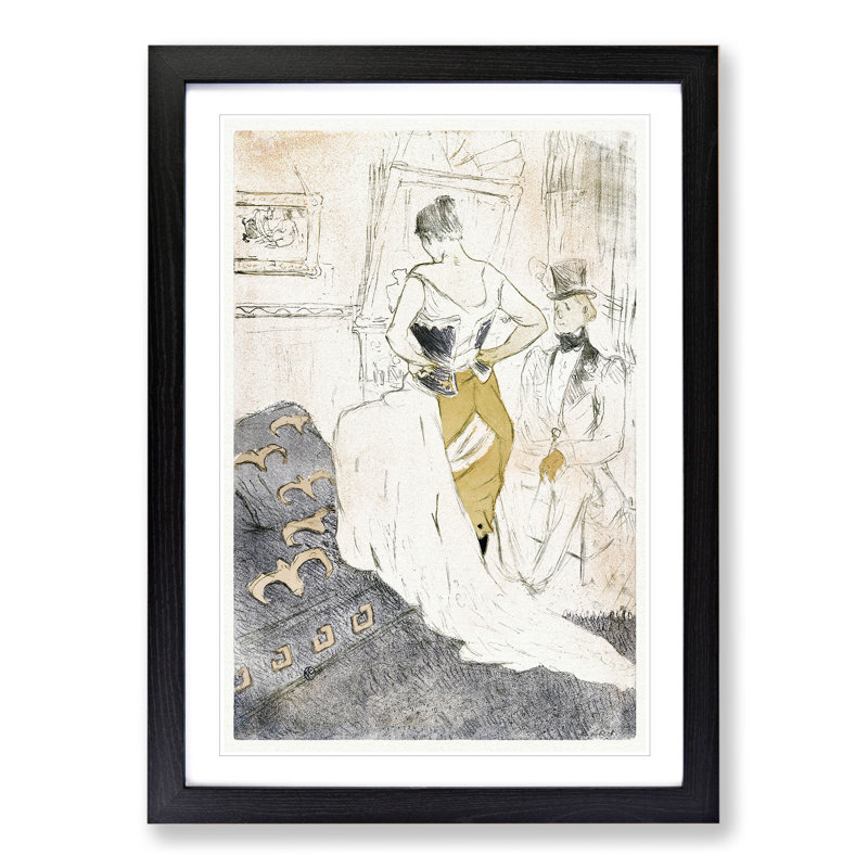 Fastening a Corset by Henri de Toulouse-Lautrec - Framed Print, 36cm H x 27cm W x 2cm D, Black Framed