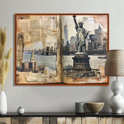 Statue de la liberté, revues rétro collage - New York City Wall Art Decor