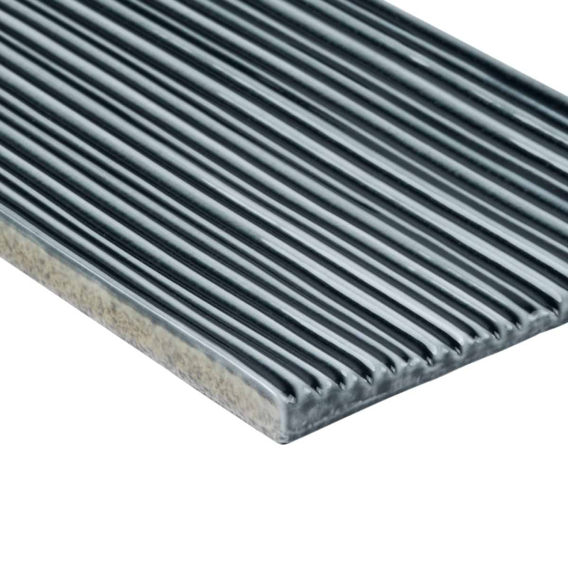 Nabi Subway Arctic Blue 4.5X9 Fluted Ridged Crackled Glossy Glass Tile, Midnight Blue Green