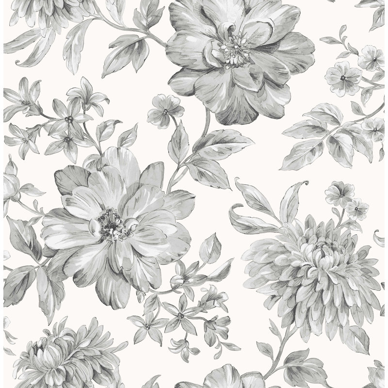 Papier peint floral Gabriela, Gris