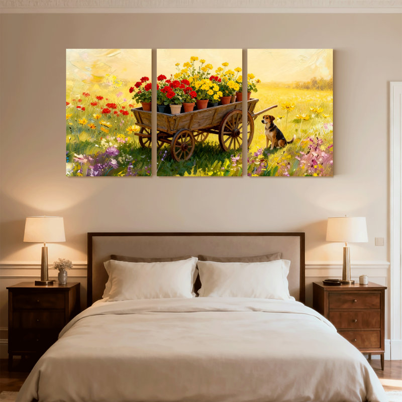 Ensemble de 3 reproductions d'art sur toile, H 30 po x l 60 po