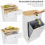 Armoire à poubelle inclinable avec tiroir caché et planche à découper 10 gallons - Support de cuisine autoportant pour les déchets et le recyclage sans animaux, blanc