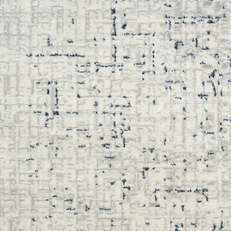 DKNY Grand Street Ivory Blue Modern Indoor Rug, Runner 2'2" x 10'