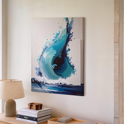 Wall Art Surging Wave Abstract Canvasbold Ocean Wave Art In Turquoise And Aqua Canvas Ready To Hang Gallery Wrapped Home Decor Modern Design