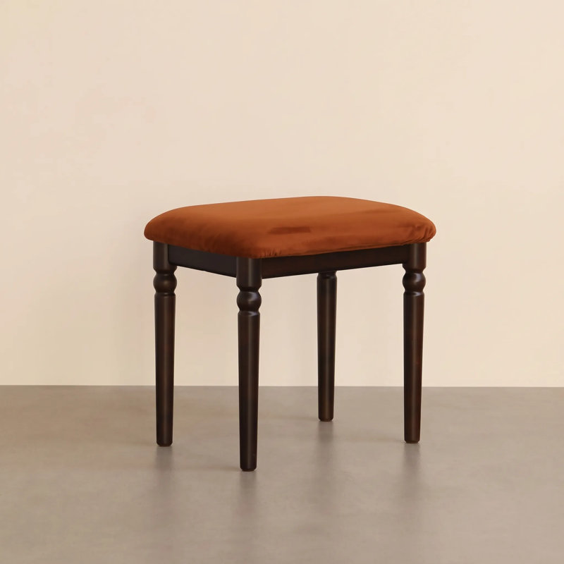 Ensemble de meuble-lavabo en bois massif l 43,3 po avec miroir, tabouret et 3 tiroirs Alden, Vanity with Stool, Poplar