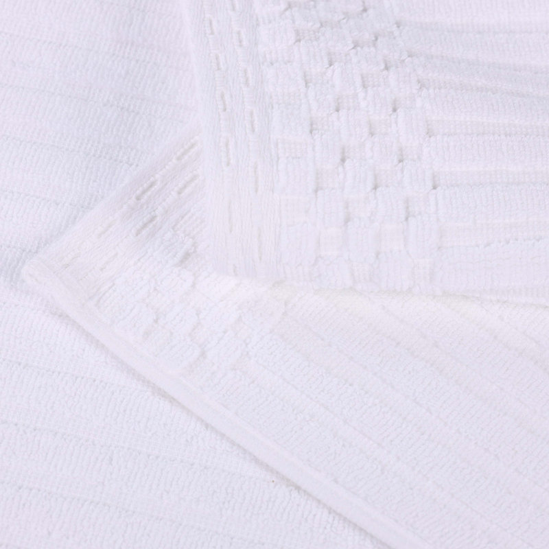 Collection de serviettes à bordure à carreaux en coton 3 pièces Soho Spa, Blanc, Ensemble de serviettes 3 pièces