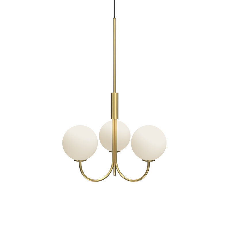 Ballon 3-Light Sphere Chandelier, Satin Brass