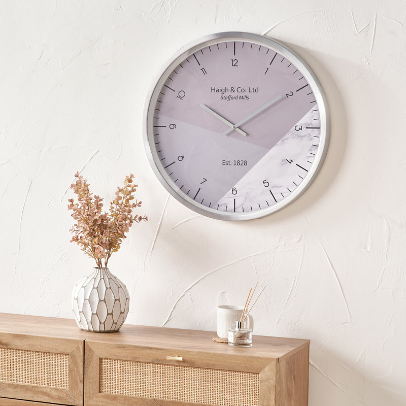 Metal Wall Clock, White/Silver