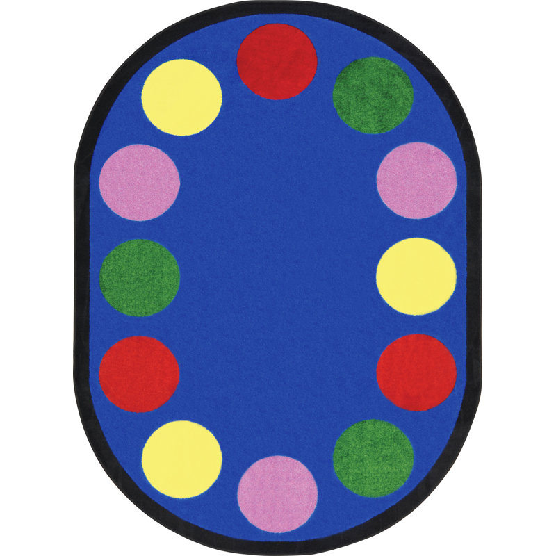 Polka Dots Machine Woven Nylon Rug, Oval 5'4" x 7'8"