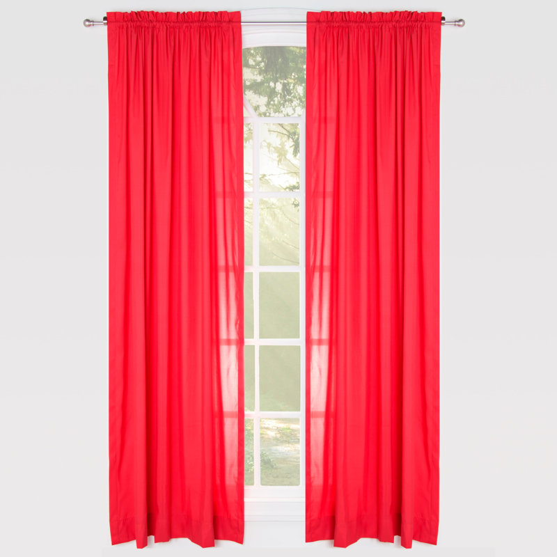 Semi Sheer Curtain Single Panel, Red