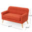 Tissu orange exquis avec accoudoirs légèrement roulés et capitonnage à boutons, pieds en bouleau au fini brun, assemblage pour une élégance raffinée, magnifique revêtement de pieds, 50 po l x 28,89 po p x 30,63 po h