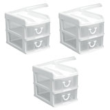 Gracious Living Mini 2 Drawer Desktop Organizer With Flip Top, White (3 Pack)