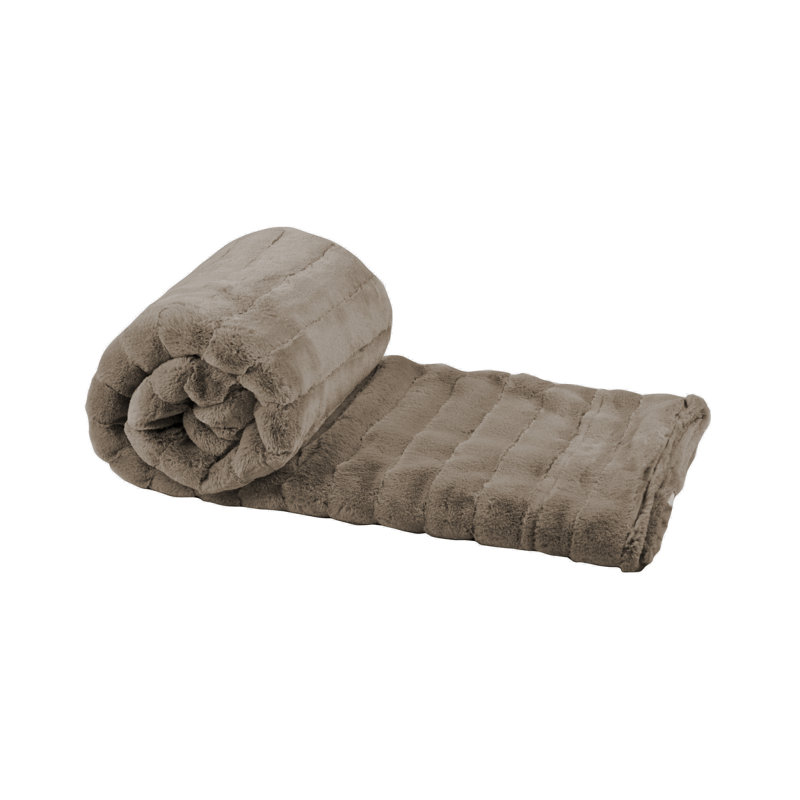 Jeté en molleton de vison Giuliana, Taupe