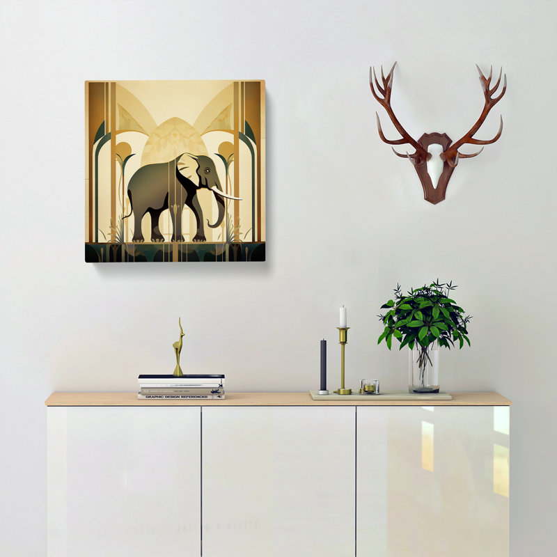 Elephant Art Deco No.2 - Wrapped Canvas