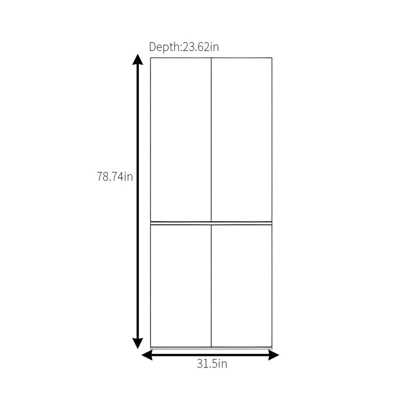 Simple Solid Colour Wardrobe, 78.74" H x 31.5" W x 23.62" D