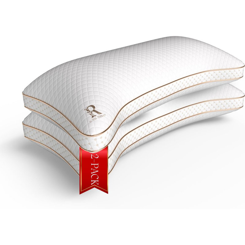 Royal Therapy Memory Foam Pillow, Adjustable Odor-Free, Neck Pain Relief, Queen (2-Pack)