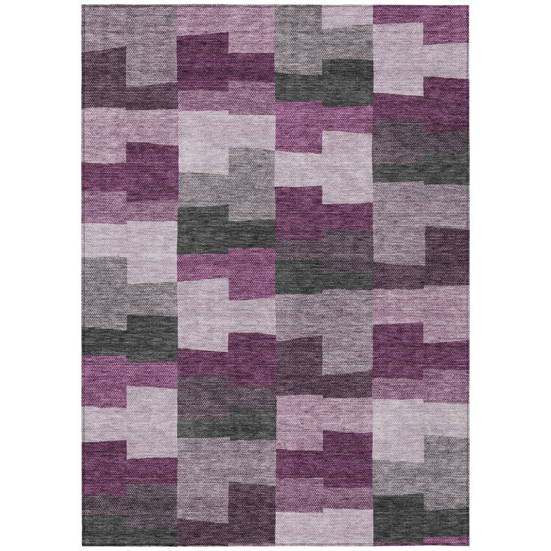 Tapis intérieur / extérieur lavable mauve et gris anthracite 8 pi x 10 pi Merlot