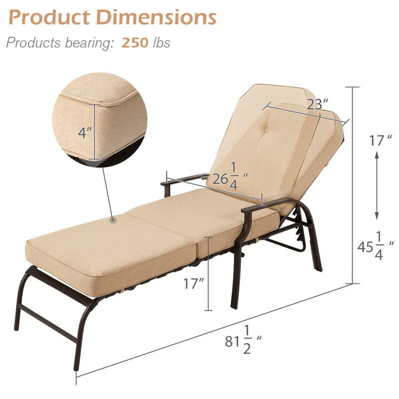 Chaise longue d'extérieur réglable 2 pièces, Beige