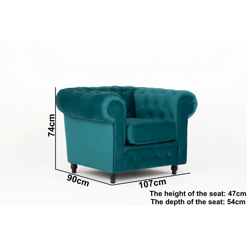 Frances Chesterfield Armchair, Blue