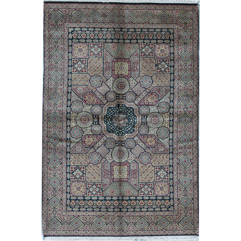 Tapis noir et noir de haute qualité noué à la main