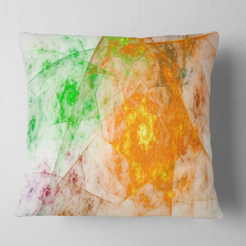 Polyèdre rotatif - coussin abstrait imprimé, 18 po x 18 po, Jaune, Coussin décoratif