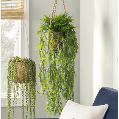 43'' Faux Bamboo Plant in Wicker/Rattan Basket