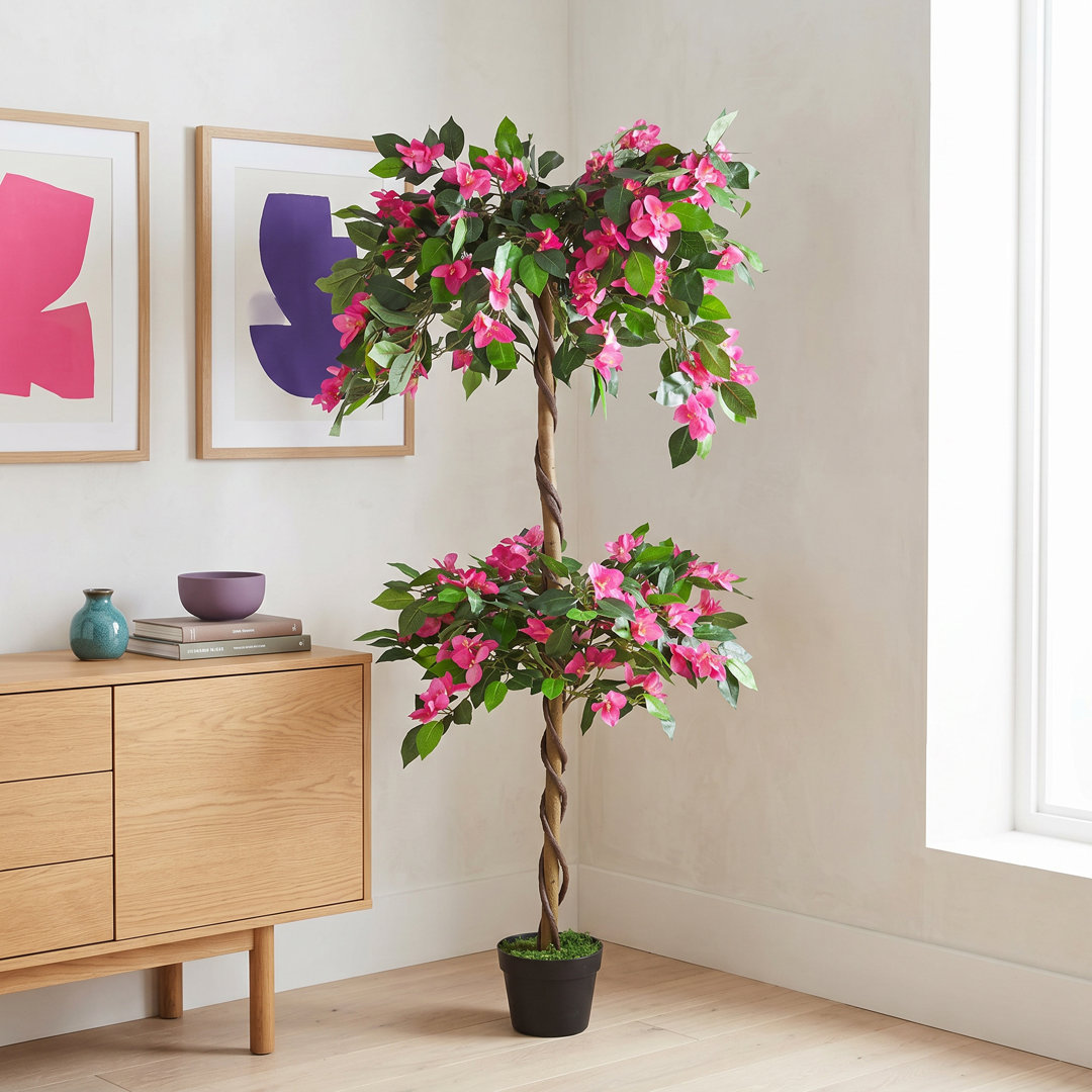 Leaf Artificial Rhododendron Tree - 140cm - Pink - Image 6